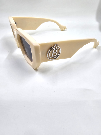 Pearl White Medal B Style Sunglasses